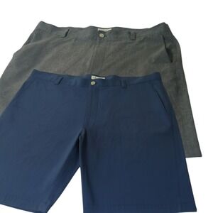 Peter Millar Golf Shorts Men 38 Blue Gray Bundle Performance Flat Front Lot of 2